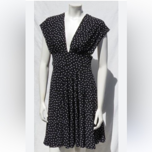 White House Black Market Polka Dot Mini Party Dress Size 4 Playful Sexy Plunge - Picture 1 of 6